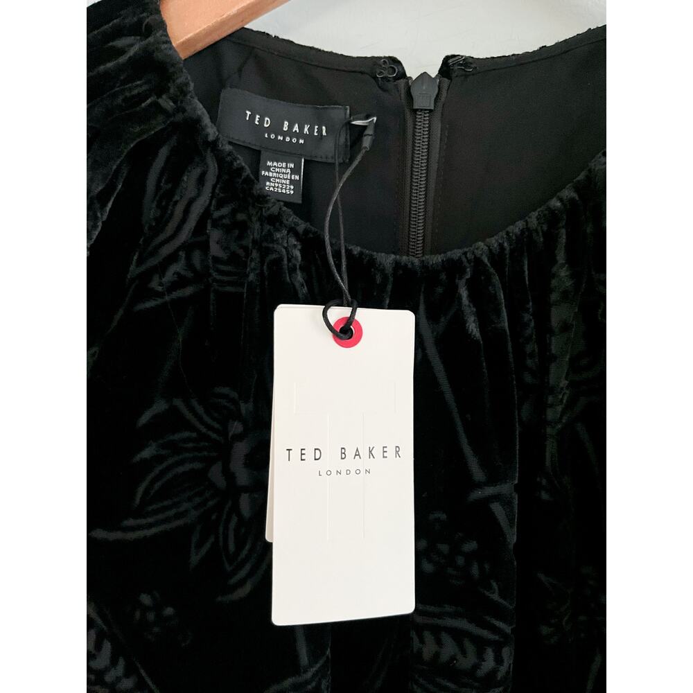 Ted Baker | NWT Tilliiy Belted Velvet Dress | Fit and Flare Mini | Black | Sz L - Picture 8 of 16